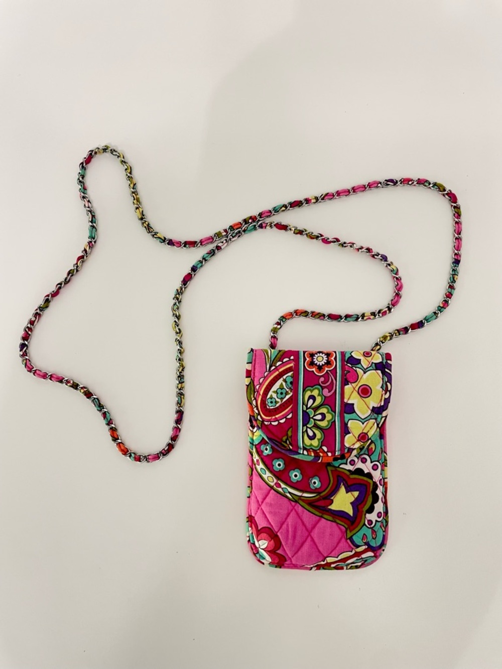 Vera Bradley Clementine Quilted  Crossbody Bag Cell Phone Wallet Pink Paisley